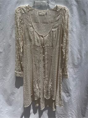 4 Love and Liberty by Johnny Was Sheer Cream Embroidered Women's Duster XS